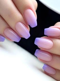 24pcs Coffin Purple Ombre Fake Nail False Nails Press On Nails Glue On Nails Short Fake Nails, Colorful Nails, False Nail, Diy Manicure, Nail Arts, Nail Accessories, Purple Nails, Nail Kit, Nail Art Diy