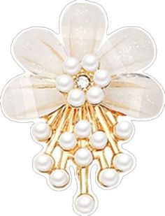 Elegant White Wedding Brooches, Gold Party Brooches With Flower Decoration, Elegant White Pearl Earrings For Mother's Day, White Brooches With Flower Decoration For Formal Occasions, Formal White Brooches With Flower Decoration, White Flower Decorated Brooches For Formal Occasions, Pearl Jewelry With Flower Decoration For Gift, White Flower Decoration Brooches For Formal Occasion, White Pearl Flower Earrings For Formal Occasion