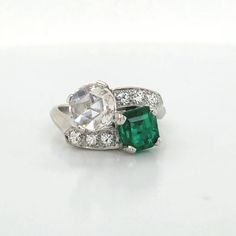 Gorgeous Vintage artdeco filigree Diamond & Emerald in Platinum ring circ 1920's center set natural round rose cut diamond weight 0.95ct SI1-J size 6.7mm Center set natural emerald square cut weight 1.21ct size 6.2x5.6mm rich green color ,brilliant clean very lively sparkly brilliant stone. Side Set Natural Round Diamonds Weight 0.25ct. Ring size 4.5 Resizable This tremendous old vintage ring is in a very good condition. Retail value $13,500 net. Appraisal available Art Deco Emerald Ring With Rose Cut Diamonds, Art Deco Green Emerald Ring With Rose Cut Diamonds, Classic Green Jewelry With Rose Cut Diamonds, Antique Green Jewelry With Single Cut Diamonds, Art Deco Green Jewelry With Brilliant Cut, Vintage Green Jewelry With Single Cut Diamonds, Vintage Platinum Gemstone Jewelry, Art Deco Emerald Cut Platinum Jewelry, Art Deco Platinum Emerald Ring As Gift