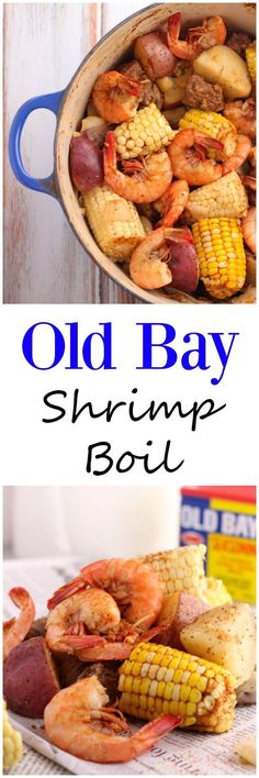 an old bay shrimp boil with corn on the cob