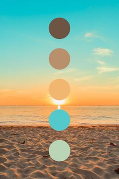 color palette of the beach Travel Color Palette Colour Schemes, Sunrise Color Palette, Paint Tricks, Insta Board, Icon Colors, Beach Color Palettes