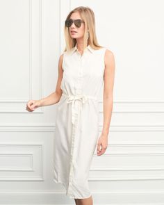 Super soft with a luxurious drape, our Tie Waist Shirtdress is easy to dress up or dress down.   A drawstring waist makes it fit perfectly.

 The Shirt reimagined for the perfect fit – powered by No Gape® button technology. Bye bye blouse gape, Hello The Shirt.


  
 * 100% Tencel  
 * Made in Portugal  
 * Powered by our patented No Gape® button technology. Chic White Shirt Dress With Tie Waist, Elegant White Dress With Tie Fastening, White Sleeveless Dress With Tie Fastening, Elegant Summer Shirt Dress With Tie Fastening, Elegant Shirt Dress With Tie Fastening, White Shirt Dress With Tie Waist For Daywear, Summer Daywear Shirt Dress With Tie Fastening, Summer Shirt Dress With Tie Fastening For Daywear, Summer Tie Fastening Shirt Dress For Daywear