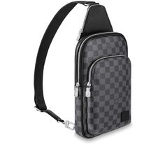 LOUIS VUITTON® - Avenue Slingbag Nm - Graphite Louis Vuitton Paris, Luxury Belt, Mens Fasion, Luxury Belts, Louis Vuitton Official, Black Square, Leather Patches, D Ring, Black Belt