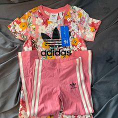 Adidas Little Girl Tee Dress Set; Brand New With Tags Never Worn ; Too Small For My Daughter Offers Are Available Playful Pink Short Sleeve Sets, Adidas Pink Playwear Sets, Pink Floral Print Playwear Sets, Pink Floral Print Sets For Playwear, Adidas Pink Sets For Spring, Pink Adidas Cotton Set, Adidas Pink Cotton Sets, Adidas Pink Fitted Sets, Adidas Pink Spring Set