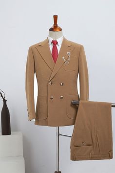 Buy Bart Fashion Camel Double Breasted Slim Fit Custom Business Suit for men from allaboutsuit. Huge collection of Peaked Lapel Double Breasted men's suit sets at low offer price & discounts, free shipping & custom made. Order Now. Beige Business Suit With Collar, Brown Single Breasted Business Sets, Brown Single Breasted Suit Sets, Brown Single-breasted Suit Sets, Double-breasted Business Suiting Sets, Double-breasted Business Suiting Fabric Sets, Double-breasted Business Sets In Suiting Fabric, Brown Long Sleeve Business Sets, Beige Suits With Double Button Closure And Suit Collar