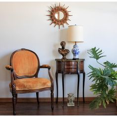 a chair and table in a room