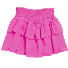 Katie J Brooke Skirt in Vintage Pink Brooke is a staple of KatieJ and a must have item for every girl's wardrobe! The super stretchy elastic waist hugs the body just right, while the 2-tiered ruffle makes lots of flirty movement. Wear up on the waist, or low on the hip...it's up to you! Mix and match with all KatieJ tops and you will have the perfect outfit no matter what! Trendy Tiered Bottoms For Spring, Spring Tiered Stretch Skirt, Spring Stretch Tiered Skirt, Stretch Tiered Skirt With Elastic Waistband, Trendy Solid Color Ruffled Skirt, Pink Tiered Skirt With Elastic Waistband, Spring Tiered Stretch Bottoms, Fitted Tiered Mini Skirt With Elastic Waistband, Solid Ruffled Mini Skort