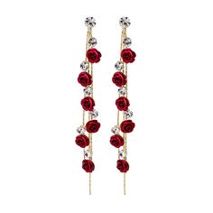 PRICES MAY VARY. ❆Color: Purple and Red ✿Material: Alloy, Crystal, Rhinestone PACKAGE - Including One Pair Earrings with Plastic Covers to protect shape, Multi-type Ear Backs for option. Unhappy with your purchase? Is something broken? Please do not hesitated to contact us by Email, so we can provide you with a replacement or a refund. UNIQUE GIFT - We understand that it is difficult to find the perfect gift,but if you want to surprise your friend,sisters,mother or wife,if you would like to leav Jewelry Y2k, Rhinestone Rose, Y2k Jewelry, Rose Fashion, 3d Rose, Long Tassel Earrings, Elegant Lady, Metal Fashion, Wedding Party Jewelry