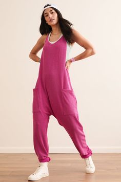 Guaranteed to be a new go-to, this one-piece features a slouchy style with front pockets, a v-neckline, and cozy relaxed fit. Pair with your favorite sports bra or strappy tank for the coolest fit for all your travel days. Sporty Relaxed Fit Jumpsuits And Rompers For Loungewear, Athleisure Loungewear Jumpsuits And Rompers, Athleisure Jumpsuits And Rompers For Loungewear, Relaxed Fit Jumpsuits And Rompers For Athleisure, Relaxed Fit Athleisure Jumpsuits And Rompers, Sporty Jumpsuits And Rompers For Leisure, Comfortable Jumpsuits And Rompers With Pockets, Sporty Sleeveless Relaxed Fit Jumpsuits And Rompers, Sporty Jumpsuits And Rompers With Pockets