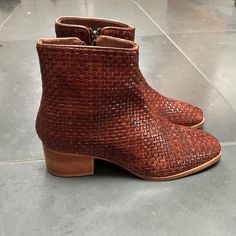 Brand New, Never Worn St.Agni Boots. This Shoe Runs Small. Fits Well A 38 Shoe Size / Or Size 8 Heel Size: 2” / Sole Overall Length 10.5” Fall Boots With Woven Leather And Round Toe, Fall Woven Leather Boots With Round Toe, Fall Boots With Woven Leather, Leather Heels With Woven Sole And Low Heel, Leather Low Heel With Woven Sole, Leather Heels With Woven Sole And Pointed Toe, Brown Woven Leather Boots, Brown Woven Leather Boots With Round Toe, Formal Heels With Woven Leather And Round Toe