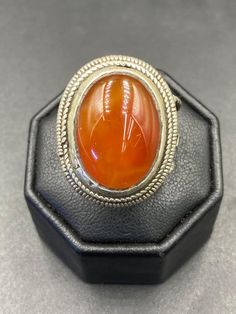 Ancient carnelian Islamic period solid silver ring Silver Carnelian Spiritual Ring, Silver Carnelian Rings Spiritual Style, Silver Carnelian Ring, Vintage Silver Carnelian Rings, Traditional Oval Carnelian Rings, Class Rings, Orange Carnelian, Gold Nugget, Natural Coral