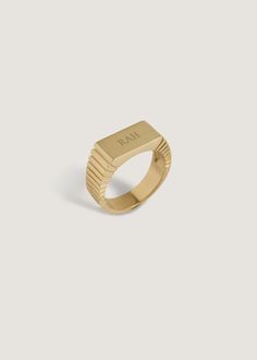 Inspired by Vivian's engraved Chinese family heirloom—etch characters of your choice into this timeless signet ring.Engraving for this piece is complimentary. Four characters maximum. Once you've placed your order, please email hey@kinnstudio.com with your desired characters and order number. Hollow and designed with comfort and mind. 14k solid gold—always. Average weight: 4.4g Band width: 6mm (front) and 4mm (back) Face measurements: 12mm x 6mm Engraved pieces are final sale This piece is made Everyday Engraved Signet Ring With Round Band, Everyday Engraved Signet Ring, Engraved Everyday Signet Ring, Yellow Gold Signet Ring With Engraving Option For Everyday, Everyday Yellow Gold Signet Ring With Engraving Option, 14k Gold Signet Ring With Engraving Option For Everyday, Everyday 14k Gold Signet Ring With Engraving Option, Everyday Yellow Gold Engraved Ring, Classic Engraved Rectangular Initial Ring