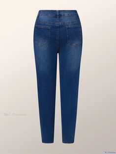 OrcaJump - Urban Jeans in Classic Regular Fit Denim Casual Non-stretch Cropped Denim Jeans, Casual Denim Blue High Waist Jeggings, Casual Jeggings With Five Pockets For Fall, Fall Casual Jeggings With Five Pockets, Casual High Waist Denim Jeggings, Casual Jeggings With Pockets, High Rise Casual Jeggings With Pockets, Casual High Rise Jeggings With Pockets, Spring Dark Wash Denim Jeggings