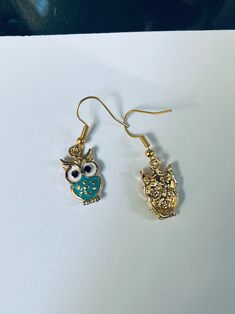 Owl Dangle Earrings, Cute Gold Earrings, Trendy Gift Ideas for Her, Colorful Earrings - Etsy Trendy Hypoallergenic Enamel Earrings, Enamel Dangle Single Earring, Trendy Enamel Drop Earrings, Pierced Dangle Earrings In Enamel, Enamel Drop Earrings With Ear Wire, Trendy Nickel-free Enamel Earrings, Trendy Enamel Nickel-free Earrings, Gold Enamel Drop Earrings, Trendy Gold Enamel Earrings