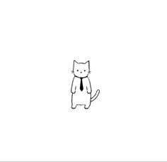 a black and white drawing of a cat wearing a tie