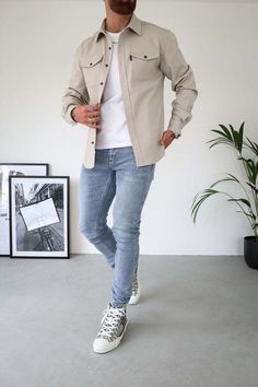 Button Down Shirt Jacket – Shirts In Style Mens Fall Outfits, Fall Outfits Men, Shirt Cuff, Sleeve Cuff, Men Shirt Style, Outfit Casual, Button Shirt, Casual Shirts For Men, Shirt Jacket