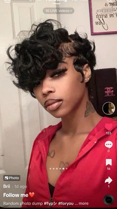 Pixie Waves Black Women, Bald Baddie, Finger Waves Short Hair, Short Hair Images, Natural Hair Short Cuts, Short Hair Black, Black Bob, Short Hair Pixie Cuts, Quick Weave Hairstyles