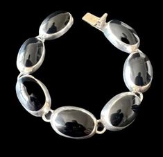 Taxco Mexico Sterling Silver Onyx Modernist Minimalist Statement Bracelet   | eBay Modern Black Enamel Jewelry, Modern Black Enamel Bracelet Jewelry, Modern Black Enamel Bracelets For Formal Occasions, Modern Black Enamel Jewelry Bracelet, Adjustable Black Enamel Modern Bracelets, Modern Black Enamel Bracelet, Modern Adjustable Black Enamel Bracelets, Modern Adjustable Black Sterling Silver Bracelet, Contemporary Formal Bracelet With Oyster Design