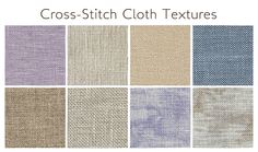 cross - stitch cloth textures in various colors