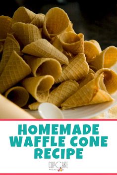 homemade waffle cones on a white plate