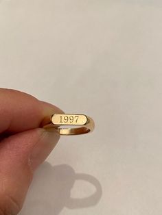 Vintage 14k Stamped Initial Ring As Gift, Hand Stamped 14k Gold Ring, Handmade Ring For Birthday, Handmade Gold Ring For Birthday, Handmade Birthday Ring, Vintage 14k Stamped Initial Ring, Handmade Ring Jewelry For Birthday, Vintage 14k Stamped Initial Ring For Gift, Engraved Ring For Birthday