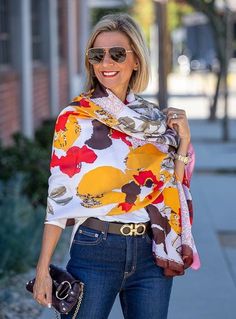 Olive Red Gold Abstract Floral Silky Scarf Shawl – Just Style LA Scarf Ideas, Textured Cardigan, Abstract Floral Print, Scarf Sale, Just Style, Scarf Poncho, Women Shawl, Silky Scarf, La Fashion