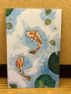 4x6 matte print of a koi fish painting Types Of Art Techniques, Koi Fish Parking Spot, Koi Fish Alcohol Markers, Koi Fish Watercolor Paintings Easy, Watercolour Fish Easy, Cute Fish Painting, Cute Watercolor Paintings Aesthetic, Koi Fish Painting Watercolors, Japanese Painting Easy