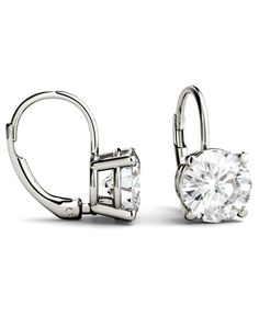 Lovely and charming, these Moissanite by Charles & Colvard earrings are a must-have addition to her jewelry collection. Fashioned in cool 14K white gold, these earrings each showcase a radiant round cut solitaire. Securing with a lever back, these earrings have a total diamond equivalent of 3.00ctw. Ring Sketch, Neck Pieces Jewelry, Diamond Solitaire Earrings, Beautiful Diamond Rings, Solitaire Earrings, Bridal Gold Jewellery Designs, Engagement Ring Cuts, Earrings 3, Leverback Earrings