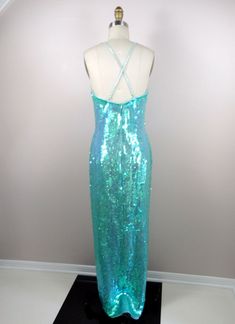 "This is a JAW-DROPPING vintage gown! It's fully embellished with iridescent sequins and in perfect condition! Measurements: Bust - 34\" Waist - 27\" Hips - 36\" Length - 59\" This item comes from a pet-free and smoke-free home. If you would like more info or have any questions, please don't hesitate to ask!" Special Event Outfit, Iridescent Mermaid, Sequined Gown, Iridescent Dress, Checkered Jacket, Coloured Hair, Mermaid Sequin, Y2k Dress, Event Outfit