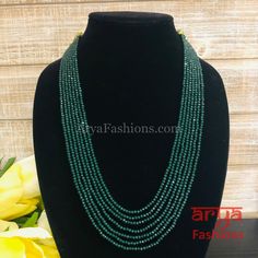 Razvi Emerald Green Beads Multilayer Multi-strand Beaded Necklace Red Beads Necklace, Blue Beads Necklace, Red Beaded Necklaces, Necklace Emerald, Multi Strand Beaded Necklace, Beads Mala, Red Beads, Precious Beads, Green Beads