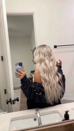 large mirrors, hairstyle inspo, bathroom inspo, blonde hair care Cool Tone Platinum Blonde, Utah Curls, Platinum Blonde Hair Extensions, Blonde Hair Care, Large Mirrors, Bright Blonde Hair, Summer Blonde Hair