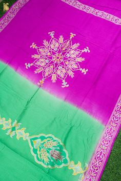 Get ready to wear this stunning Banarasi silk saree. Woven with passion and excellence, this Handloom Banarasi silk saree won't fail to catch attention. Tussar Georgette silk sarees are known for their longevity and resilience, they make you fall in love with them. Color -Green & Purple with hand brush Weave -Cutwork Blouse- Plain with zari border Click here to view underskirt Unstitched Traditional Katan Silk Pashmina Shawl, Handloom Dola Silk Saree For Eid, Eid Tussar Silk Saree With Cutdana, Bollywood Silk Pashmina Shawl With Resham Embroidery, Silk Shawl With Motifs For Diwali, Silk Pashmina Shawl With Resham Embroidery For Festivals, Diwali Silk Shawl With Motifs, Traditional Katan Silk Pashmina Shawl For Eid, Silk Pashmina Shawl With Motifs For Traditional Ceremonies