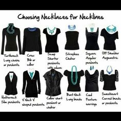 Great Chart To Help With Accessorizing Your Outfit! Necklaces For Necklines, Types Of Clothing, Necklace For Neckline, Mode Tips, Rocker Girl, 여자 패션, Looks Style, Mode Inspiration, Mode Style