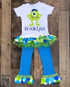 Mike Wazowski Outfit Playful Fitted Sets With Character Print, Cute Mike Wazowski, Monsters Inc Outfit, Bug Clothing, Mike Wazowski, Tutu Outfits, Monsters Inc, Monster Girl, How To Show Love