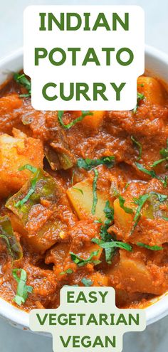 Indian potato curry in a rich tomato sauce with cilantro garnish. Authentic Indian Curry, Potato Curry Recipe, Aloo Curry, Curry Easy, Potato Curry, Indian Curry, Authentic Indian, Easy Dishes