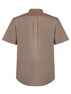 100% Cotton Modern Semi-formal Short Sleeve Tops, Modern Semi-formal Tops With Short Sleeves, Short Sleeve Shirt With Concealed Placket For Work, Brown Short Sleeve Workwear Shirt, Modern Semi-formal Short Sleeve Shirt, Relaxed Fit Short Sleeve Business Shirt, Modern Short Sleeve Shirt For Formal Occasions, Modern Short Sleeve Formal Shirt, Brown Short Sleeve Top For Business Casual