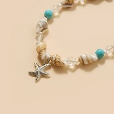 Product Overview Embrace the spirit of summer and enhance your beach attire with our Charming Starfish and Green Stone Beaded Anklet. Perfect for women who love to express their style effortlessly, this anklet combines elegance and playful charm in one beautiful accessory. Whether you're lounging by the sea or dancing at a beach party, this anklet adds a touch of glamour to any outfit. Key Features Material: High-quality zinc alloy that's both durable and lightweight. Design: Adorned with a capt