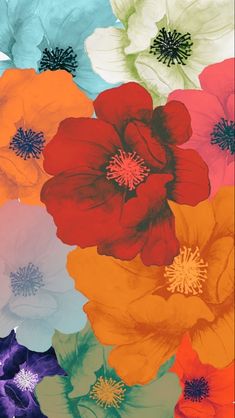 an image of colorful flowers that are on the phone screen for wallpaper or background