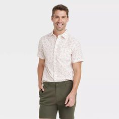 Men's Short Sleeve Slim Fit Button-down Shirt - Goodfellow & Co™ : Target Collared Short Sleeve Cotton Shirt For Business Casual, Collared Cotton Short Sleeve Shirt For Business Casual, Summer Business Casual Short Sleeve Shirt With Pockets, Spring Cotton Shirt With Rolled Sleeves, Summer Business Casual Cotton Short Sleeve Shirt, Spring Cotton Short Sleeve Button-up Shirt, Spring Cotton Button-up Short Sleeve Shirt, Spring Cotton Collared Short Sleeve Shirt, Fitted Cotton Short Sleeve Shirt For Spring