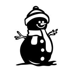 a black and white drawing of a snowman with a hat on it's head