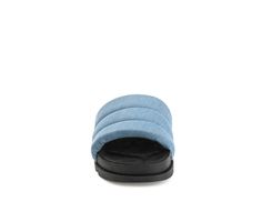 A comfortable sandal that you can wear to the pool or the park. The Lazro by Journee Collection is a sporty slide with a 4 mm Tru Comfort Foam™ insole made for comfort and ease. Puffed straps add a nostalgic touch to the design. Man-made puff upper with ribbed detail, Slide on style for easy entry, Approx. 1.5\ sole, Open / round toe, Tru Comfort Foam™ formed footbed, Man-made treaded outsole for added traction | Women's Journee Collection Lazro Sandals in Blue Size 8 Comfortable Foam Slide Sandals, Foam Slides With Removable Insole, Casual Slides With Removable Insole, Casual Foam Slides With Cushioned Footbed, Comfortable Foam Slides With Cushioned Footbed, Comfortable Sports Slides With Removable Insole, Casual Sports Sandals With Foam Material, Comfortable Foam Sandals With Branded Insole, Synthetic Sandals With Cushioned Footbed For Pool