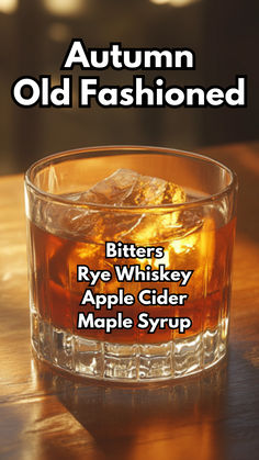 Autumn Old Fashioned Fall Whiskey Cocktails, Bourbon Drinks Recipes, Bourbon Cream, Cocktail Drinks Alcoholic, Cider Cocktails, Bourbon Drinks, Yummy Alcoholic Drinks, Mixed Drinks Recipes, Fall Cocktails