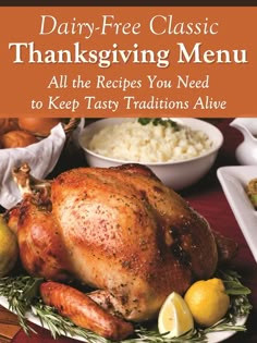 the cover of dairy - free classic thanksgiving menu