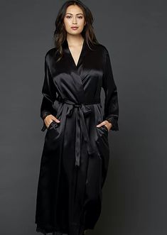 Tivoli Allura Silk Robe | Julianna Rae Silk Bathrobe, Luxury Sleepwear, Satin Fashion, Silk Nightwear, Silk Chemise, Cotton Pjs, Satin Sleepwear, Satin Kimono, Silk Dress Long