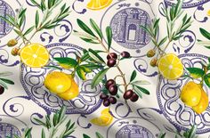 an image of lemons and olives on a wallpaper