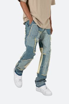 Streetwear Fashion Jeans, Initial V, Layered Hoodie, Old Clothes Refashion, 140 Lbs, Baggy Cargo Pants, Baggy Denim, Y2k Men, Dope Outfits For Guys