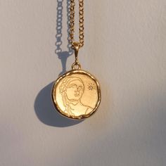 Gold Goddess-style Engraved Jewelry, Gold Goddess Style Engraved Jewelry, Gold Engraved Goddess Necklaces, Gold Engraved Goddess Style Necklaces, Gold Goddess Style Engraved Necklace, Gold Engraved Goddess Jewelry, Gold Engraved Goddess Style Jewelry, Gold Engraved Goddess Necklace, Goddess Style Engraved Medallion Jewelry