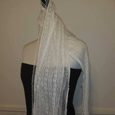 Beautiful And Elegant Long White Lace Scarf New Without Tags 60" Length 6.5" Width White Lace Scarf, Sheer Scarf, White Scarves, Lace Scarf, White Lace, Scarf Wrap, New Color, Clothing Accessories, Scarf Accessory