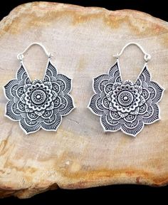 Flower Mandala Earrings | Silver | Soul Flower Bohemian Silver Flower Earrings, Bohemian Jewelry With Flower-shaped Matching Earrings, Bohemian Silver Flower Shaped Earrings, Bohemian Sterling Silver Flower Earrings For Gift, Bohemian Jewelry With Matching Flower-shaped Earrings, Silver Bohemian Flower Earrings, Bohemian Silver Flower-shaped Earrings, Silver Bohemian Flower-shaped Earrings, Traditional Flower Shaped Earrings For Festivals