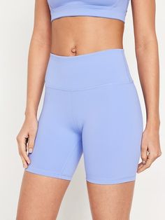 High-Waisted PowerSoft Biker Shorts -- 6-inch inseam | Old Navy Fitted Bottoms With Built-in Shorts For Light Exercise, Solid Color Athleisure Shorts With 5-inch Inseam, Fitted Mid-rise Solid Color Shorts, Sports Shorts With Contoured Waistband And 5-inch Inseam, Solid Color Workout Bottoms With Short Inseam, Sporty Bottoms With Built-in Shorts, Mid-rise, Solid Color Bottoms With Short Inseam For Workout, Sporty Mid-rise Bottoms With Built-in Shorts, Solid Go-dry Biker Shorts